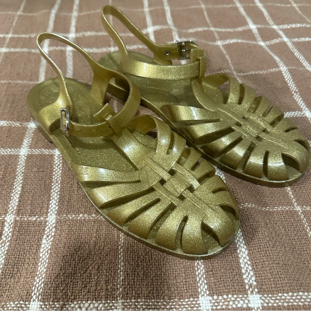Celine gold jelly sandals